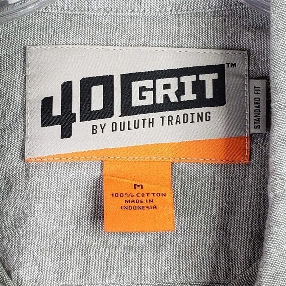 Duluth Trading Co Shirt Men's Medium Gray 40 Grit Long Sleeve Button Up Flannel - Picture 7 of 9